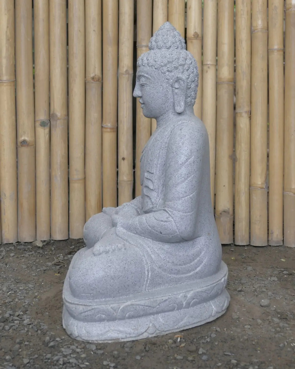  Product image 5 of the product “Seated Buddha made of Riverstone in Dhyana position - gesture of meditation, H.62 cm, natural. ”